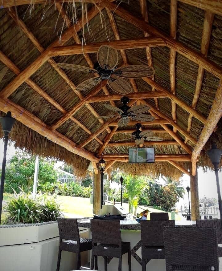 Tiki bar on dock with fans built in